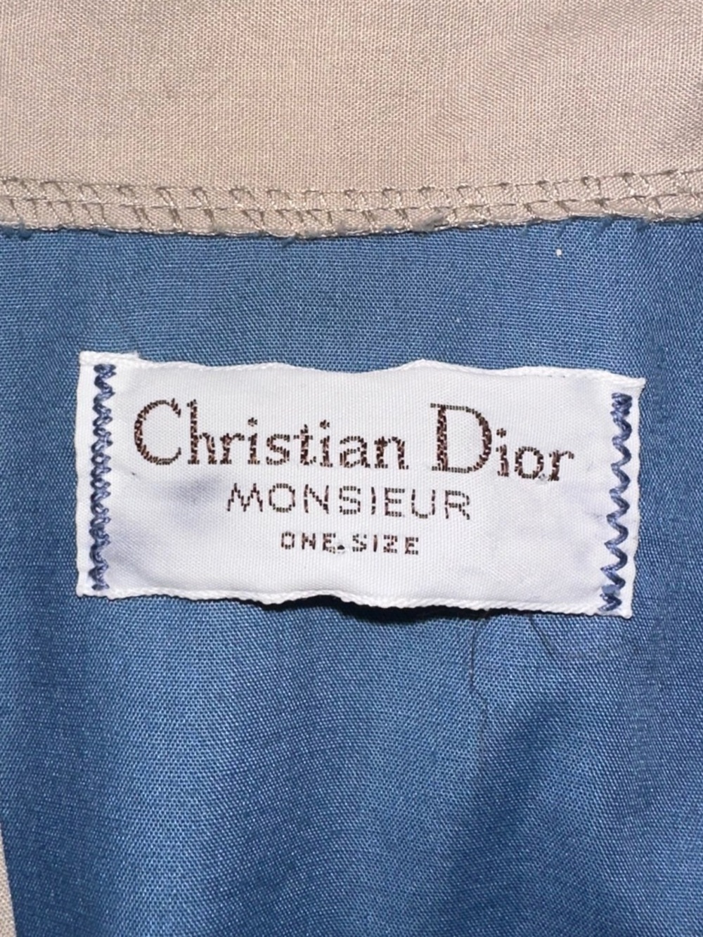 Rare Vintage Christian Dior Monsieur Men's Blue Contrast Trim Cotton Robe OS 70s